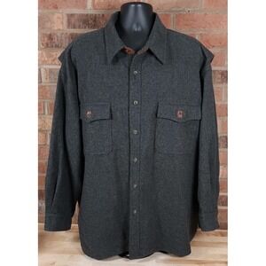 SCHNEE'S Bozeman Montana Shirt Jacket Mens 3XL Gray Wool Jacket Leather Trim